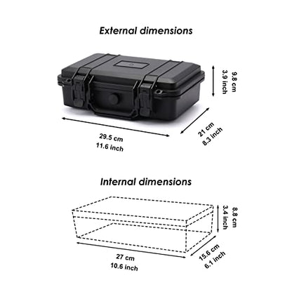 CASOMAN 11.5-Inch Water-Proof & Explosion-Proof Box, with Cush- Proof Sponge, IP67 Water Proof Grade, Customizable Foam - size: 11.5" X 8.3" X 3.9"