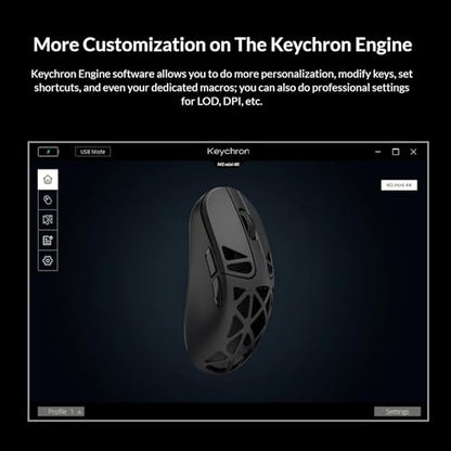 Keychron M3 Mini 4K Wireless Bluetooth 5.1/2.4 GHz/Wired Optical Mouse, Ultra-Lightweight 65g Programmable PixArt 3395 Sensor with up to 26,000 DPI/ 650 IPS for Windows Mac Linux - Metallic Black - color: Black, style: PixArt 3395 (4K Polling Rate)