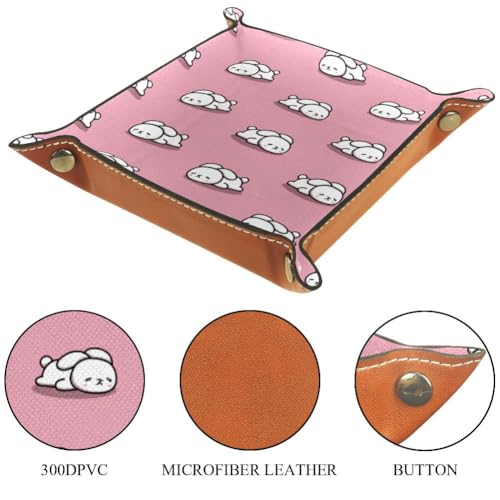 Cute Bunny Dice Tray Folding Square PU Leather Dice Rolling Tray | Portable Dice Trays for Dice Games Like RPG, DND and Other Table Games, Folded 4.5x4.5x1.2inch - color: Cute Bunny