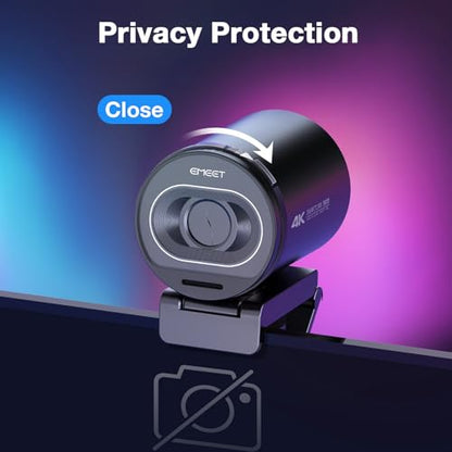 EMEET S600 4K Webcam with Tripod for Streaming - Sony 1/2.55'' Sensor, PDAF Autofocus, 1080P@60FPS, 2 Noise Reduction Mics, Built-in Privacy Cover, 73° FOV, Streaming Webcam for Product/Game/Beauty - style: S600 Sony Sensor with Tripod