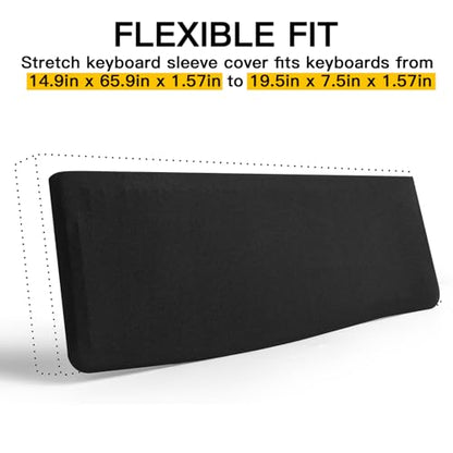 Keyboard Dust Cover for 75% 80% 96% Full Size PC Keyboards | Stretch Fabric Anti-Dust Keyboard Sleeve, Dustproof Protector Fits 14.9"x5.9" to 19.5"x7.5" Keyboards, Black, Size M - size: M