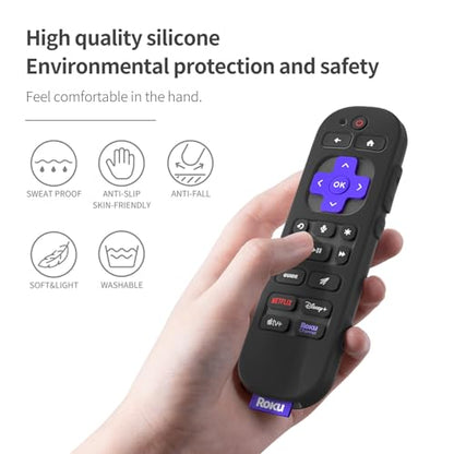 Silicone Cover for Voice Remote Pro 2nd Ed. Remote Control RCB1R Protective Silicone Case Sleeve Shockproof Skin for Remote with Lanyard (Black) - color: black