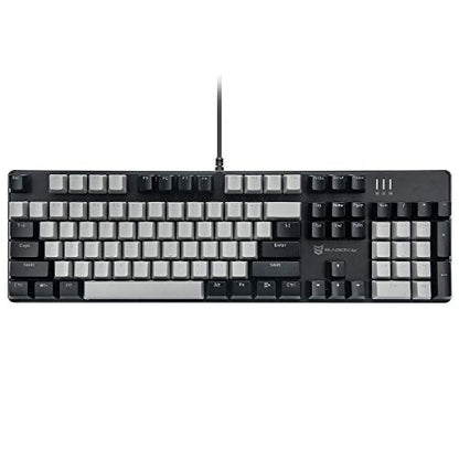 Merdia 104 Keys Wired Mechanical Gaming Keyboard | White LED Backlit US Layout | Hot Swappable Blue Switch Full Size Mechanical Keyboard | Black & Grey Keycaps Light Up PC Gaming Computer Keyboards - color: Blue Switch Black & Grey