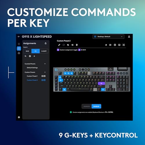 Logitech G915 X Lightspeed Wireless Mechanical Gaming Keyboard, Double-Shot PBT Keycaps, Fully Programmable Keys, RGB Backlit Mac/PC Gaming Keyboards, GL Tactile Switches, Black (Renewed) - style: Wireless