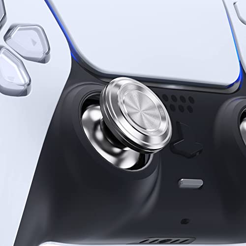eXtremeRate Custom Silver Metal Thumbsticks for PS5 Controller, Replacement Aluminum Analog Stick Joystick for PS4 Controller - color: Silver