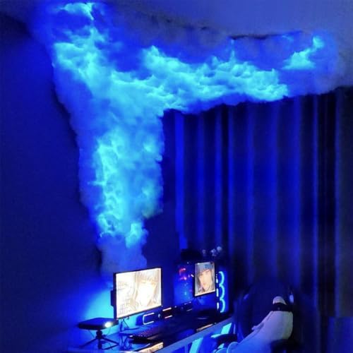 3D Thundercloud Storm Ceiling Lights DIY Kit Music Sync Cotton Thunder Lightning Cloud Light Fluffy for Gaming Room Bedroom Wall Night Party Decoration - size: 6.6ft(2m)
