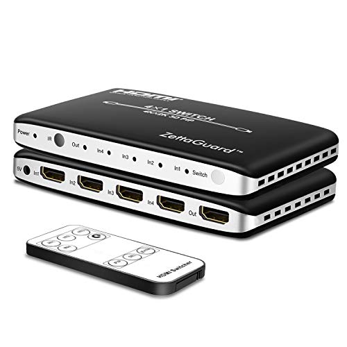 4 Port 4 x 1 HDMI Switch with PIP (Picture in Picture)and IR Wireless Remote Control, HDMI Switcher Hub Port Switches for PS4 Xbox Apple TV Fire Stick Blu-Ray Player (ZW410) - style: 4 In 1 Out