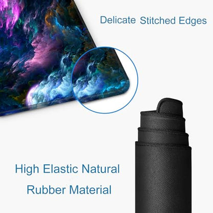 Gaming Mouse Pad, Large Non-Slip Rubber Base Mousepad, Keyboard Mouse Mat, Desk Pad with Stitched Edges, 31.5x11.8inch, Dazzling Galaxy - color: 15 Dazzling Galaxy