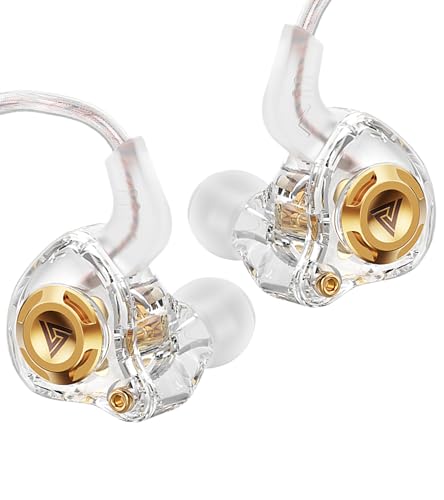 Wired Gaming Headphones IEM Earphones with 1DD，QKZ Ak6 SRS in Ear Monitor, HiFi Earbuds, Crystal Clear Hi-Res Sound with Microphone&New 11mm Dynamic Driver for Gaming,Video Musicians, Singers - color: White