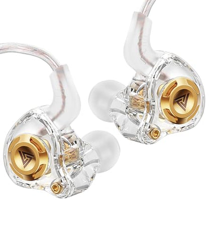 Wired Gaming Headphones IEM Earphones with 1DD，QKZ Ak6 SRS in Ear Monitor, HiFi Earbuds, Crystal Clear Hi-Res Sound with Microphone&New 11mm Dynamic Driver for Gaming,Video Musicians, Singers - color: White
