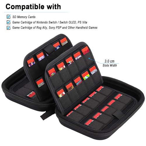 ADVcer 80 Slots Switch Game Case, Waterproof Hard Shell Nintendo Switch Game Card Holder Cartridge with Detachable Wrist Strap for SD Cards, Nintendo Switch or Switch OLED, PS Vita, PSP Games Storage