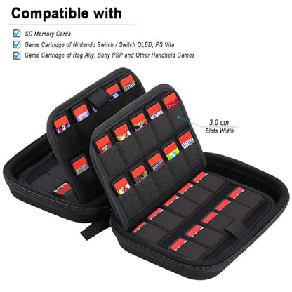 ADVcer 80 Slots Switch Game Case, Waterproof Hard Shell Nintendo Switch Game Card Holder Cartridge with Detachable Wrist Strap for SD Cards, Nintendo Switch or Switch OLED, PS Vita, PSP Games Storage