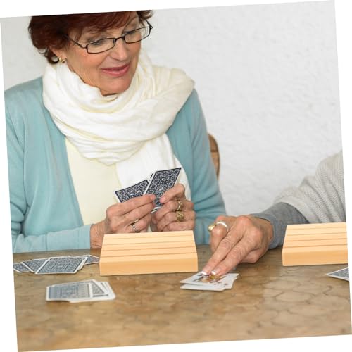 Vaguelly 2pcs Wooden Card Holder Stand Sturdy Game Card Display Rack Compact and Versatile Wooden Base for Easy Access and Organization