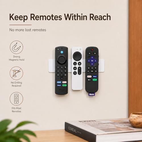 Magnetic Remote Control Holder Kit, Self-Adhesive Wall Mount Organizer for TV & AC Remotes, Flexible Magnetic Strip with Metal Plate, No-Drill, Fits Flat & Curved Surfaces (3 Pack, 3-in-1) - color: 2 Pack, 3-in-1 Kit