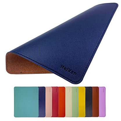 MelVan PU Leather Mouse Pad with Stitched Edge, Wood Mousepad, Waterproof Gaming Mouse Pad Mat for Computers, Laptop, Office & Home, 10.2" x 8.3", 1 Pack (Navy Blue) - color: Navy Blue