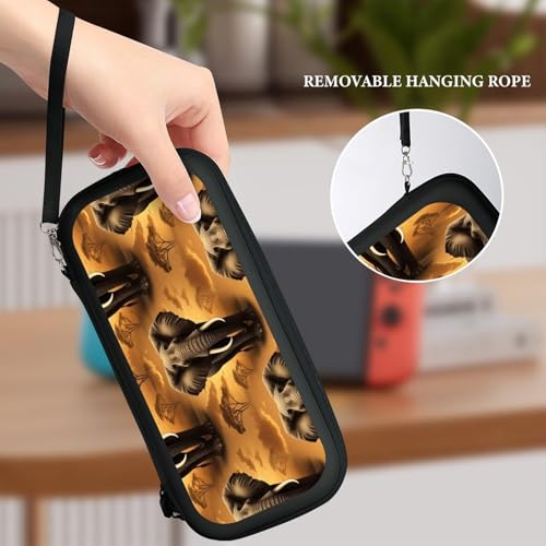 Travel Handheld Carrying Case for Switch, African Elephant Travel Storage Holder with Mesh Pocket, Hard Shell Protective Bag with 15 Game Cartridges - color: Design (321)