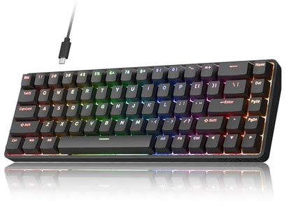 DIERYA DK68-C 60% Gaming HE Keyboard, Magnetic Switch Hot Swappable, Rapid Trigger, Adjustable Actuation, 8000Hz Polling Rate, RGB Backlit, Compact 68 Keys for Windows PC, Wired, Black