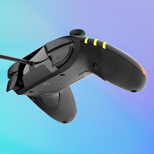 Turtle Beach Afterglow Wave Wired RGB Gaming Controller, Nintendo Switch 2 | Switch Lite, OLED, Hall-Effect Thumbsticks, 2 Mappable Back Buttons, Audio Controls, C-Button for GameChat, RGB Lights, Black - color: Black