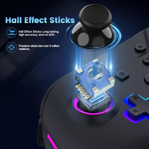 Hyperkin Armor3 NuRival Wireless Hall Effect Stick Game Controller For Nintendo Switch® OLED Model/Nintendo Switch® / Nintendo Switch Lite® (Black) - color: Black