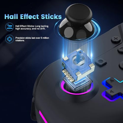 Hyperkin Armor3 NuRival Wireless Hall Effect Stick Game Controller For Nintendo Switch® OLED Model/Nintendo Switch® / Nintendo Switch Lite® (Black) - color: Black