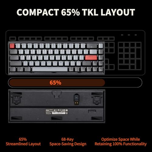 Hexgears X1 Pro Wireless Mechanica Keyboard, Tri-Mode Bluetooth/2.4G/USB-C, Hot-Swappable Tactile Switch Gaming Keyboard, Mini Compact White Backlit Keyboards with Wrist Rest - Dark - color: Dark Knight-X1 Pro, size: Tactile