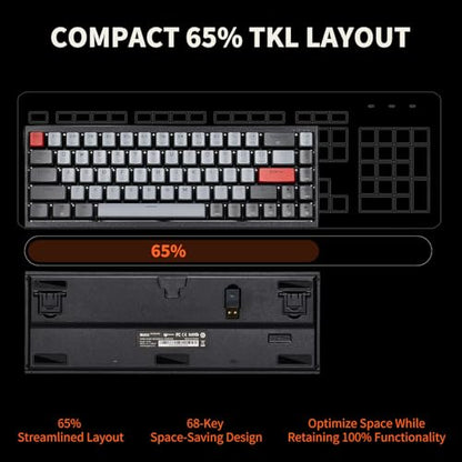 Hexgears X1 Pro Wireless Mechanica Keyboard, Tri-Mode Bluetooth/2.4G/USB-C, Hot-Swappable Tactile Switch Gaming Keyboard, Mini Compact White Backlit Keyboards with Wrist Rest - Dark - color: Dark Knight-X1 Pro, size: Tactile