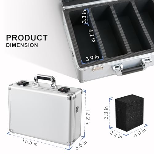 Graded Card Storage Box – Aluminum Alloy Trading Cards Storage Box with Combination Lock - Holds 140+ Graded Cards, Sports Card Case, Fits PSA, CSG, BGS (Silver) - color: Silver