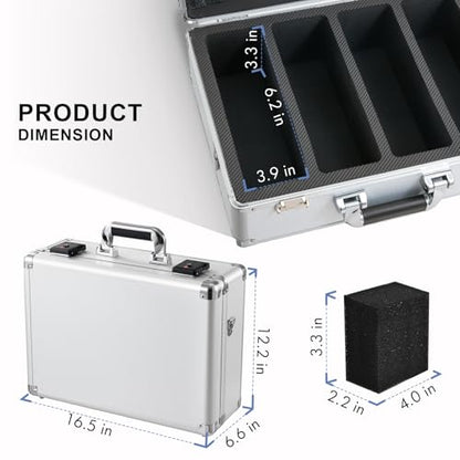 Graded Card Storage Box – Aluminum Alloy Trading Cards Storage Box with Combination Lock - Holds 140+ Graded Cards, Sports Card Case, Fits PSA, CSG, BGS (Silver) - color: Silver