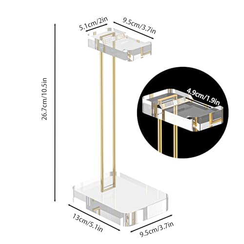 Acrylic Headphone Stand for Desk, Crystal Clear Headset Holder with Gold Metal Accent, Stable Non-Slip Base, Universal Gaming Headphone Hanger for PC Setup, Office & Home Desk Accessories - color: Gold