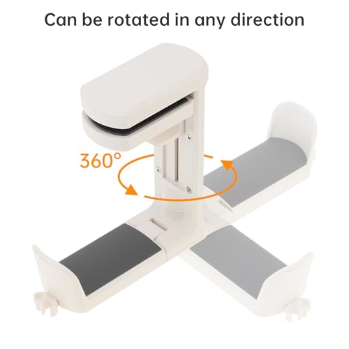 2pcs Under Desk Headphone Hanger Holder Utility Hook 360° Rotating Adjustable Clamp-on Earphone Hook Holder Mount Cable Clip Organizer Fit for PC Gaming Office Headset Hanger Gift (White) - color: White