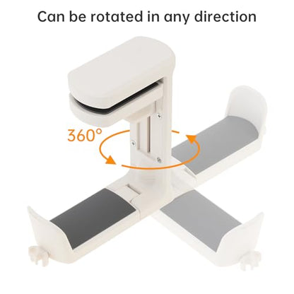2pcs Under Desk Headphone Hanger Holder Utility Hook 360° Rotating Adjustable Clamp-on Earphone Hook Holder Mount Cable Clip Organizer Fit for PC Gaming Office Headset Hanger Gift (White) - color: White