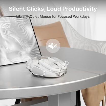 SEUNKWANG EWEADN Q9 Wireless Clear Mouse Dual Mode Bluetooth & 2.4G USB Computer Mouse with RGB Lighting, Silent Clicks, Multi-Device Compatibility for Laptop, PC, MacBook, iPad Cute Mouse-White - color: White