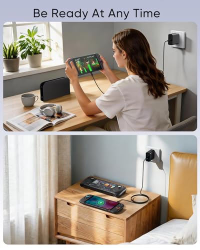 65W USB C Fast Charger for Nintendo Switch 2, Steam Deck & ROG Ally - MENEEA PD3.0 Foldable AC Adapter with 3.3FT Charging Cable, Support for TV Dock/Switch/OLED/Lite (3.3FT) - size: 3.3FT