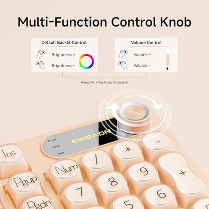 EWEADN V102 Wired Keyboard, 98 Keys Creamy Gaming Keyboard with Number Pad, Display Screen & Media Knob RGB Silent Wired Cute Computer Keyboard for Laptop PC Gamer - Cream Pink - color: Cream Pink