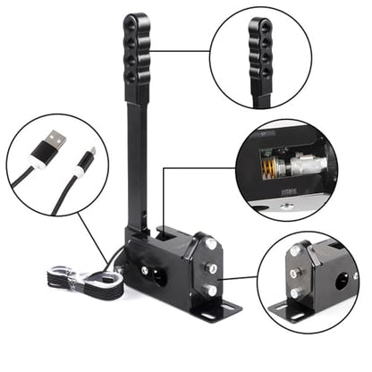 USB PC Handbrake, 64 Bit Hall Sensor Linear Sim Handbrake for PC Racing Games Compatible Logitech G27 G29 G920 T500 T300 PC Handbrake With Clamp Applicable to DiRT Rally 2/4, Project CARS 2/3, Forza H