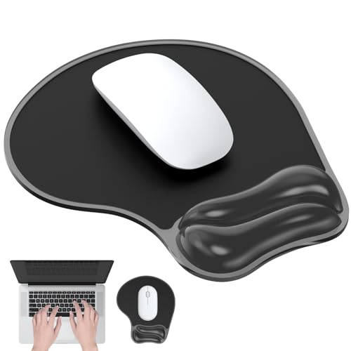 Gel Mouse Pad with Wrist Rest, Ergonomic for Laptop, Non-Slip Base | Cooling Gel Comfort, Soft Squishy Wrist Support, Easy to Clean, Non-Slip PU Base, for Office & Home Desk Black - color: Black2