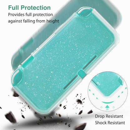 TIKOdirect Carrying Case for Switch lite, Shockproof Portable Travel Bag with Glitter Galaxy cover, Screen Protectors and Cute Leaf Thumb Grips Caps, Animal Crossing Green - color: Animal Crossing Green