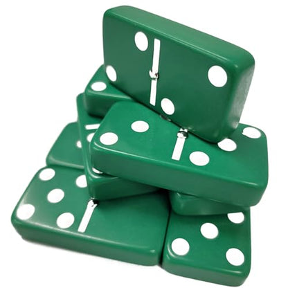 Marion Domino Double Six Green Jumbo Tournament Professional Size with Spinners in Dovetail Sheesham Wood Box. - color: Green