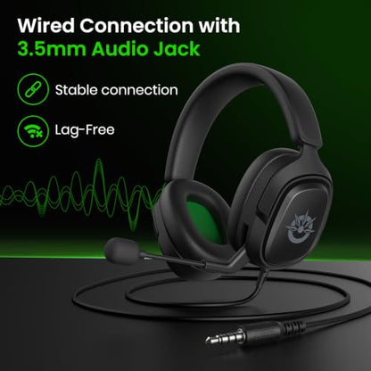 GlomTheia Flare X Wired Gaming Headset with Mic for Xbox Series S/X PS5 PC | 50mm driver, Flip-to-mute cardioid mic, 3.5mm audio jack