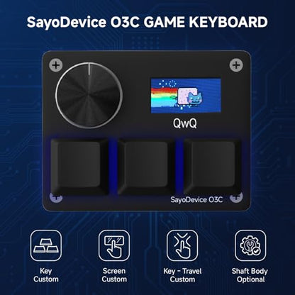 O3C Rapid Trigger Keyboard With Hall Magnetic Switch For OSU Geometry Dash | Rhythm Games,with Knob and Screen,Copy Paste,Shotcut,Macro Hotswap Mini Keypad Magnetic Linear Switches - color: Black, size: Outemu Pink Switch