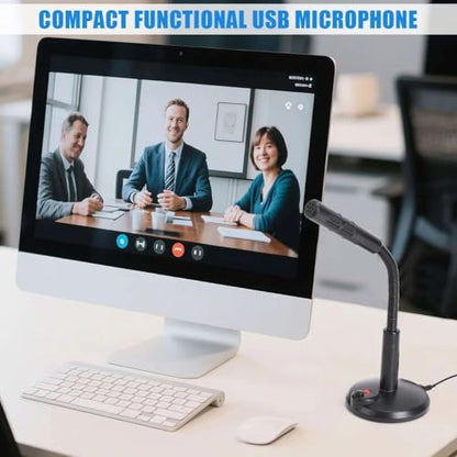 Mini USB Condenser Microphone with Adjustable Stand, Plug & Play Computer Mic for PC Laptop Mac, Gaming Streaming Recording Video Conference Zoom