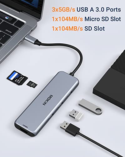 Docking Station Dual DisplayPort, MOKiN USB C Hub Dongle with 2 DP, HDMI, 3 USB A 3.0, SD & microSD Slot, PD Charging Port for MacBook/Dell XPS/Steam Deck/HP/Lenovo ThinkPad/Microsoft Surface