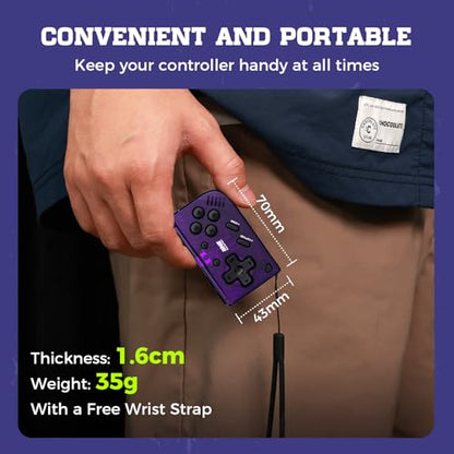 IINE Mini Retro Wireless Controller, Micro Remote Controller for Switch/OLED, PC, Android and IOS, Keychain Pocket-sized Controller with Turbo Function (Purple) - color: Purple