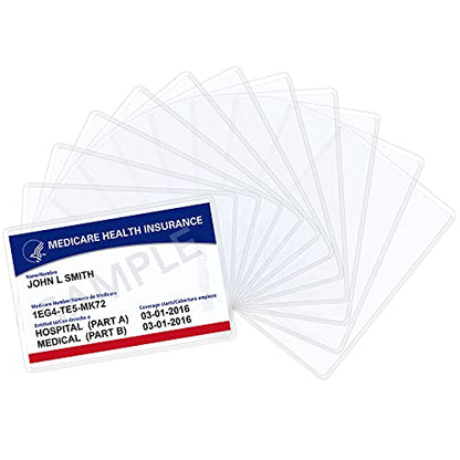 Wisdompro 20 Pack New Medicare Card Protector Sleeves, 6 Mil Clear PVC | Soft and Flexible Wallet Size Slot for Social Security Card, Insurance Card, Credit Card, Debit Card, Driver’s License - size: 20 Pack