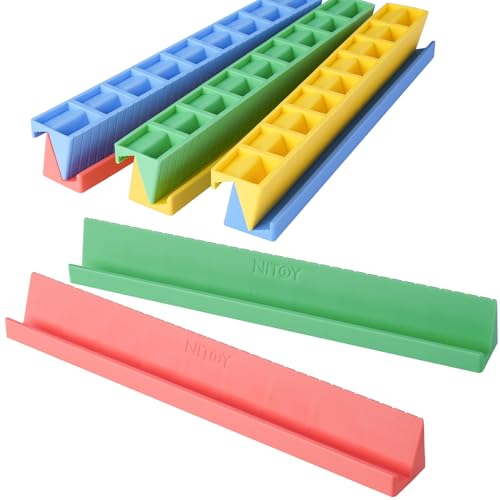 Silicone Domino Racks Set of 8, Anti-Slip Holders 3 Tilt Angles | Colorful Dominoes Trays Fits Mexican Train, Double 6 Tiles, For Chickenfoot & Family Game Nights (Dominoes NOT Included) - color: Light Color, size: 8PCS