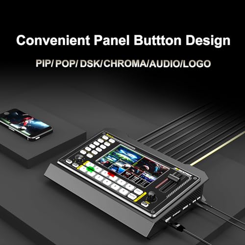 Shark S6 6CH HDMI/SDI Multi-Camera Video Mixer Switcher | 5" FHD Screen, Live Streaming Switcher, SDI/HDMI IN, USB/SD Card Record, Ethernet/USB Out, PTZ Camera Controll