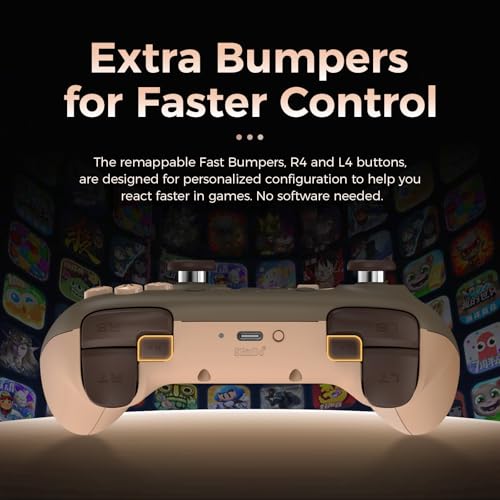 AKNES 8BitDo Ultimate 2C Wireless 2.4G Controller for Windows PC & Android | Gamepad with Hall Effect Joysticks and Hall Triggers, 1000Hz Polling Rate, Remappable L4/R4 Bumpers - Brownie - color: Brownie