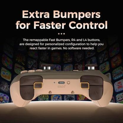 AKNES 8BitDo Ultimate 2C Wireless 2.4G Controller for Windows PC & Android | Gamepad with Hall Effect Joysticks and Hall Triggers, 1000Hz Polling Rate, Remappable L4/R4 Bumpers - Brownie - color: Brownie