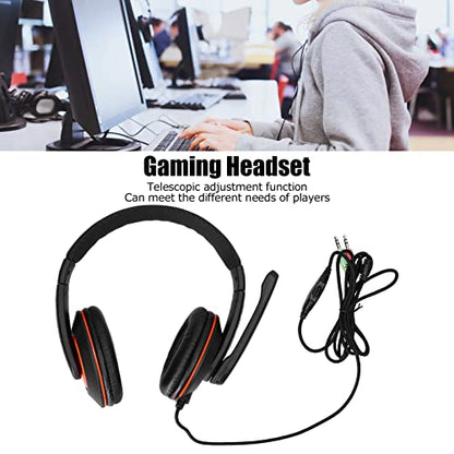 Gaming Headset Noise Cancelling Over Ear Wired Gaming Headphones with Mic for PC and One, Comfortable PU Leather, Adjustable Volume