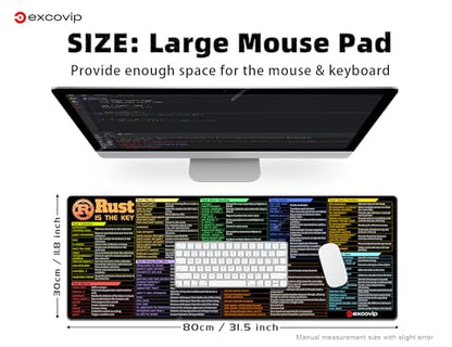 excovip Commands Shortcuts Mouse Pad for Rust- Extended Large Cheat Sheet Mousepad PC Office Spreadsheet Keyboard Mouse Mat Non-Slip Stitched Edge 31.4x11.7x0.07 inches 0490 - color: for Rust